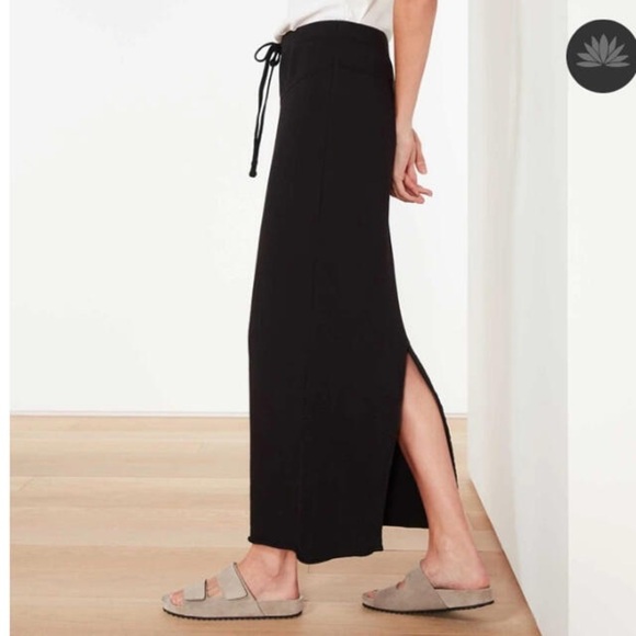 James Peres Black French Terry Drawstring Pencil Midi Skirt 37610 - Picture 1 of 10